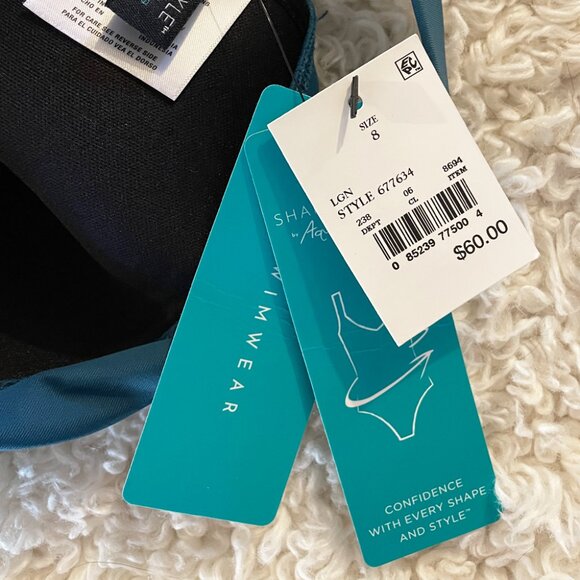 Women's Sweetheart Neck Seamed One Piece Swimsuit - Shape + Style™ by Aqua Green - Picture 6 of 9